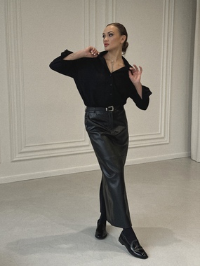 Спідниця екошкіра чорна